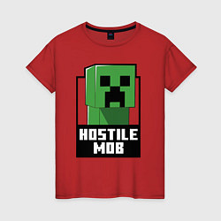 Футболка хлопковая женская Minecraft hostile mob, цвет: красный