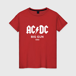 Футболка хлопковая женская AC DC - Big gun 1993, цвет: красный