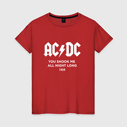 Футболка хлопковая женская AC DC - You shook me all night long 1980, цвет: красный