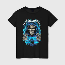 Футболка хлопковая женская Metallica skeleton rock, цвет: черный