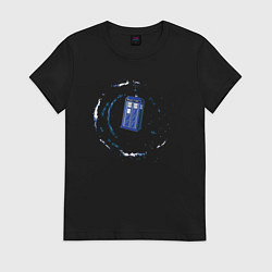Футболка хлопковая женская Galaxy tardis, цвет: черный