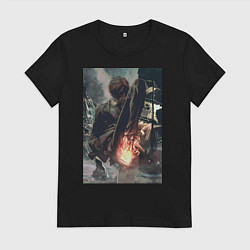 Футболка хлопковая женская Ван-Пис Санджи пират, цвет: черный