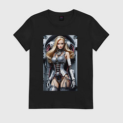 Футболка хлопковая женская Cyber sexy Barbie - ai art fantasy, цвет: черный