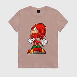 Футболка хлопковая женская Наклз из соника, цвет: пыльно-розовый