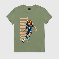 Футболка хлопковая женская Львиный футбол, цвет: авокадо