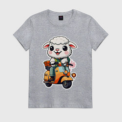 Футболка хлопковая женская Бараш крутяш на мотороллере, цвет: меланж