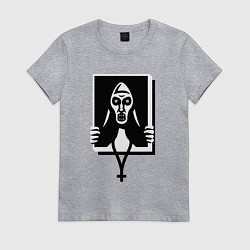 Футболка хлопковая женская Ведьма монашка, цвет: меланж