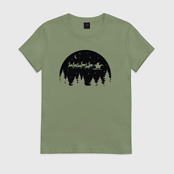 Футболка хлопковая женская Night Santa Claus, цвет: авокадо