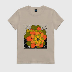 Футболка хлопковая женская Love summer, цвет: миндальный