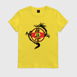 Футболка хлопковая женская Karate kyokushin - dragon, цвет: желтый