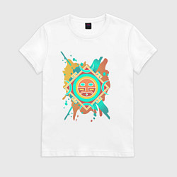 Футболка хлопковая женская Загадочная маска, цвет: белый