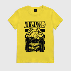 Футболка хлопковая женская Nirvana grunge rock, цвет: желтый