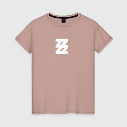 Футболка хлопковая женская Zenless Zone Zero logotype, цвет: пыльно-розовый