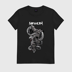 Футболка хлопковая женская Змеиный череп, цвет: черный