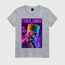 Футболка хлопковая женская Bart Simpson cyber zombie - halloween ai art, цвет: меланж