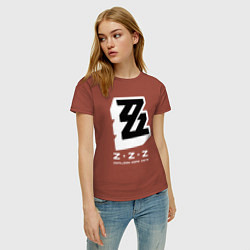 Футболка хлопковая женская Zenless zone zero лого, цвет: кирпичный — фото 2