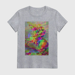 Футболка хлопковая женская Бонапарт на перевале Сен-Бернар с глюками, цвет: меланж