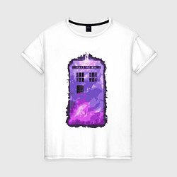 Футболка хлопковая женская Violet tardis, цвет: белый