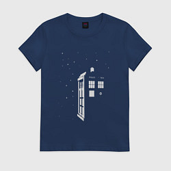 Футболка хлопковая женская Тардис в звёздах, цвет: тёмно-синий
