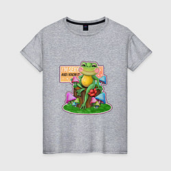 Футболка хлопковая женская Бодипозитивная лягушка, цвет: меланж
