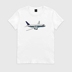 Футболка хлопковая женская Опытный самолет SJ-100 ВС 95005, цвет: белый
