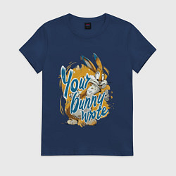Футболка хлопковая женская Your bunny wrote sign, цвет: тёмно-синий