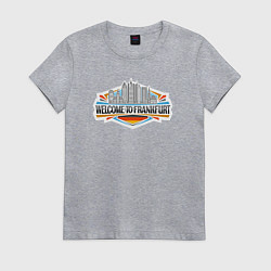 Футболка хлопковая женская Франкфурт - добро пожаловать, цвет: меланж
