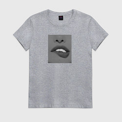 Футболка хлопковая женская Сексуальные женские губы, цвет: меланж