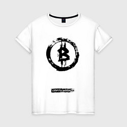 Футболка хлопковая женская Биткоин - криптовалюта символ, цвет: белый