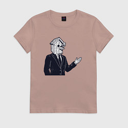 Футболка хлопковая женская Человек скворечник, цвет: пыльно-розовый