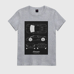 Футболка хлопковая женская Lamborghini гоночный, цвет: меланж