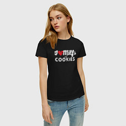 Футболка хлопковая женская Milf and cookies милфа, цвет: черный — фото 2