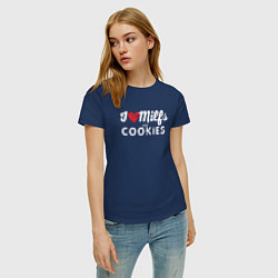 Футболка хлопковая женская Milf and cookies милфа, цвет: тёмно-синий — фото 2