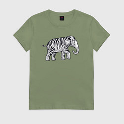 Футболка хлопковая женская Тигриный слон, цвет: авокадо