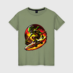 Футболка хлопковая женская Космический скейтер, цвет: авокадо