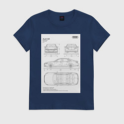 Футболка хлопковая женская Audi A8, цвет: тёмно-синий