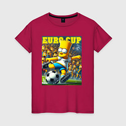 Футболка хлопковая женская Euro cup - Bart Simpson, цвет: маджента