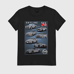 Футболка хлопковая женская Skyline GTR, цвет: черный