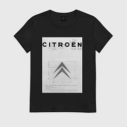 Футболка хлопковая женская Citroen логотип, цвет: черный