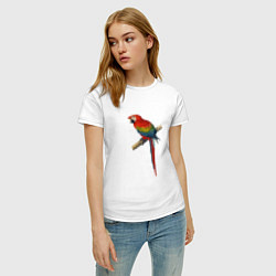 Футболка хлопковая женская Попугай ara macaw, цвет: белый — фото 2