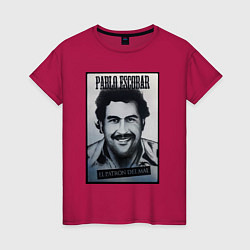 Футболка хлопковая женская Escobar draw portrait, цвет: маджента