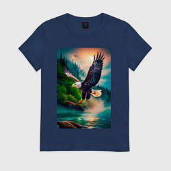 Футболка хлопковая женская Парящий орел, цвет: тёмно-синий