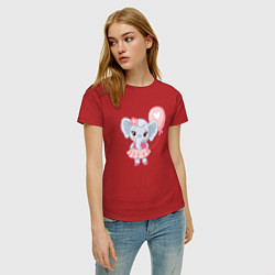 Футболка хлопковая женская Elephant baby, цвет: красный — фото 2