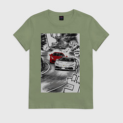 Футболка хлопковая женская Lamborghini initial d, цвет: авокадо