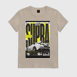 Футболка хлопковая женская Toyota Supra авто, цвет: миндальный