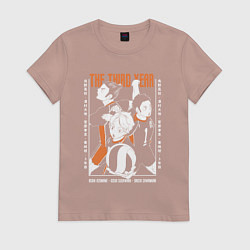 Футболка хлопковая женская Haikyuu!! Хаику Волейбол третьегодки Асахи Азумане, цвет: пыльно-розовый