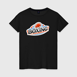 Футболка хлопковая женская Boxing team, цвет: черный