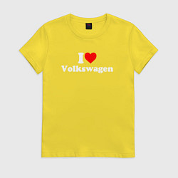 Футболка хлопковая женская I love Volkswagen, цвет: желтый