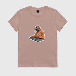 Футболка хлопковая женская Диджей спейс, цвет: пыльно-розовый
