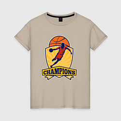 Футболка хлопковая женская Champion basketball, цвет: миндальный